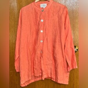 La. Fixsun Linen Peasant Top Large